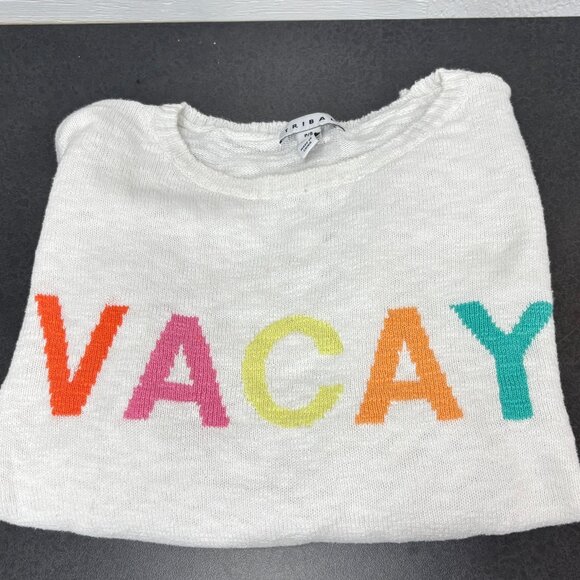 Tribal Women’s “VACAY” Sweater Sz Small Colorful Lightweight Vacation - Picture 5 of 11